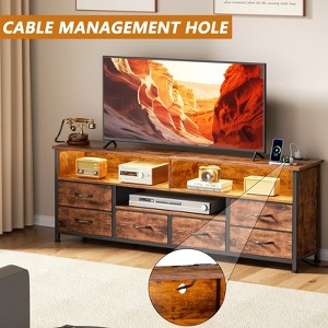 brown dresser tv stand WLIVE Minimalist 9-Drawer LED Large Storage Fabric Dresser TV Stand Rustic Brown main image 0