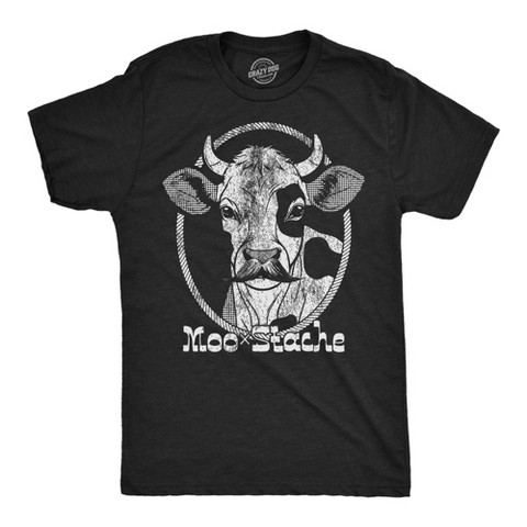 Мужские футболки Crazy Dog T-Shirts, Inc. Mens Funny T Shirts Moo Stache Sarcastic Cow Graphic Novelty Mustache Tee for Men - Crazy Dog Men's T Shirt for Animal Lovers Black L