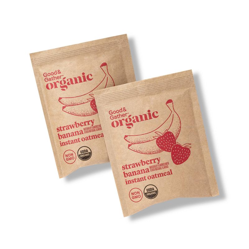 Organic Banana Strawberry Naturally Flavored with other Natural Flavors Instant Oatmeal - 11.28oz - Good &#38; Gather&#8482;, 2 of 4