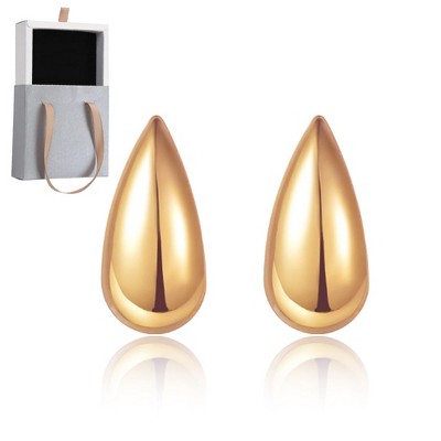 Chunky Gold Plated Earrings - Extravagant Style 925 Silver Needle Metal Large Teardrop Earrings, A Pair Perfect for Statement Style