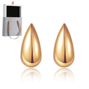 Chunky Gold Plated Earrings - Extravagant Style 925 Silver Needle Metal Large Teardrop Earrings, A Pair Perfect for Statement Style - 1 of 4