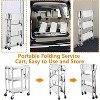 Foldable 3-Tier Stainless Steel Service Cart, 400 lb Capacity, Lockable 360° Swivel Wheels, Rubber Handles for Restaurant, Garage, Warehouse - 4 of 4