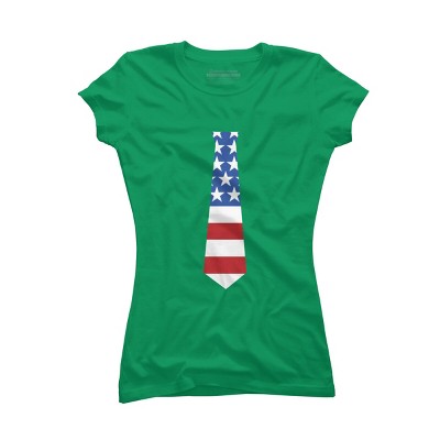 Junior's Design By Humans Fourth Of July Simple American Flag Tie By FreshDressedTees T-Shirt
