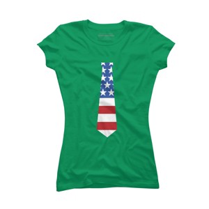 Junior's Design By Humans Fourth Of July Simple American Flag Tie By FreshDressedTees T-Shirt - 1 of 2
