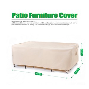 F&J Outdoors Premium Waterproof Outdoor Patio Rectangular Table Cover - Beige - 1 of 4