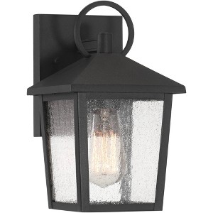 John Timberland Westmont 10 1/2" High Modern Outdoor Wall Light Fixture Mount Porch House Exterior Weatherproof Sand Black Aluminum Seeded Glass Shade - 1 of 4
