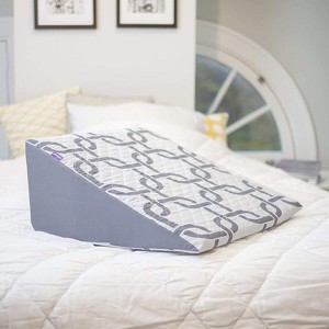 HealthSmart Wedge Pillow Cover for Bed Wedges, Wedge Pillow Case, with Rip & Spill Protection, Fits 24 x 24 x 12 Inch Wedges, Blue Moroccan - 1 of 3
