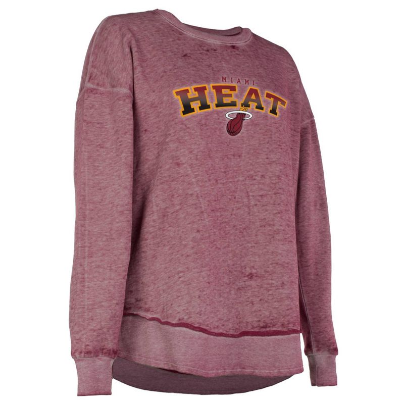 NBA Miami Heat Women&#39;s Ombre Arch Print Burnout Crew Neck Fleece Sweatshirt, 3 of 5