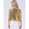 Allegra K Women's Glitter 3/4 Sleeve Open Front Party Club Sequin Cardigan - 3 of 4