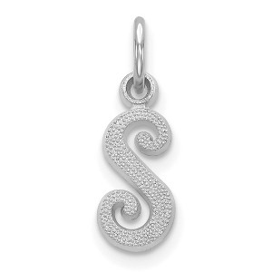 Black Bow Jewelry 14k White Gold, Sadie Collection, Mini Satin Script Initial S Charm - 1 of 4