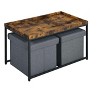 NicBex Modern Square Coffee Table Set of 5 with 4 Storage Stools and Metal Frame for Living Room - 3 of 4