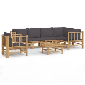 vidaXL Garden Lounge Set Dark Grey, Natural Bamboo Bamboo Medium Durable - 1 of 4
