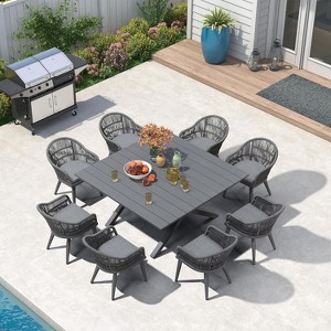 PURPLE LEAF Patio Dining Set with Outdoor Aluminium Dining Table and Woven Rattan Chairs Modern Furniture Set for Garden Yard Indoor Decor - 1 of 4