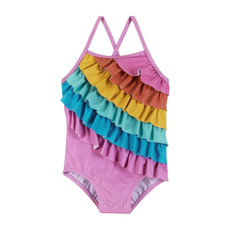 Andy & Evan  Infant  Rainbow Ruffle Detail Swimsuit, 1 of 5