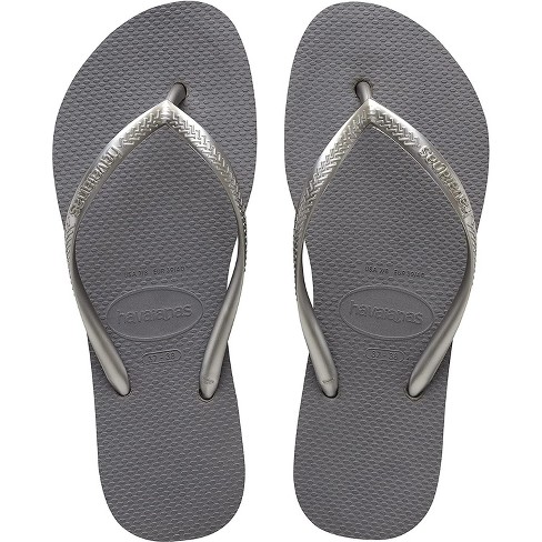 Havaianas slim flip flops in silver