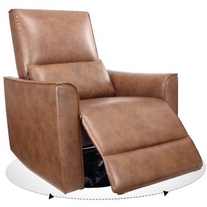360° Swivel Rocking Chair, PU Leather Recliner Chair, Reclining Chairs for Adults with Lumbar Support - 1 of 4