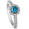 Pompeii3 1 3/8ct Lab Created Blue Diamond Halo Engagement Ring Solid 14K White Gold - 2 of 4