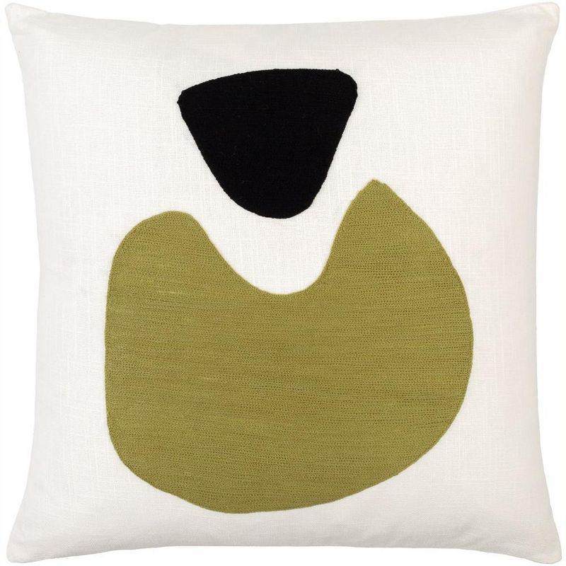Mark & Day Patria Modern White/Olive Throw Pillow, 1 of 4