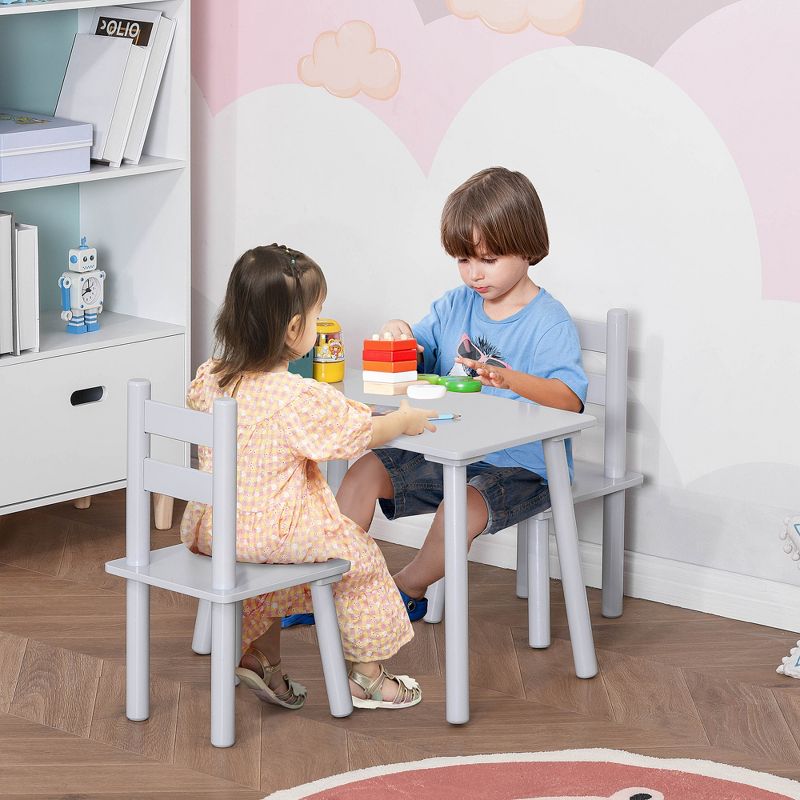 Qaba Kids Wooden Table and Chair Activity Set for Arts, Crafts, Dinning, and Reading for Toddlers Age 2 to 5, 4 of 9