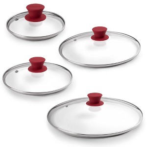 Cuisinel Glass Lids Set with Steam Vent - 6" + 8" + 10" + 12" Universal Replacement Covers, Compatible with Lodge Cast Iron Skillets, Oven Safe - 1 of 4