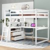 MAYEERTY Full Size Loft Bed with Desk and Shelves,Two Built-in Drawers,White - 2 of 4