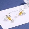 Sterling Silver Bee Earrings With Swarovski Crystals and Pearl - 2 of 4