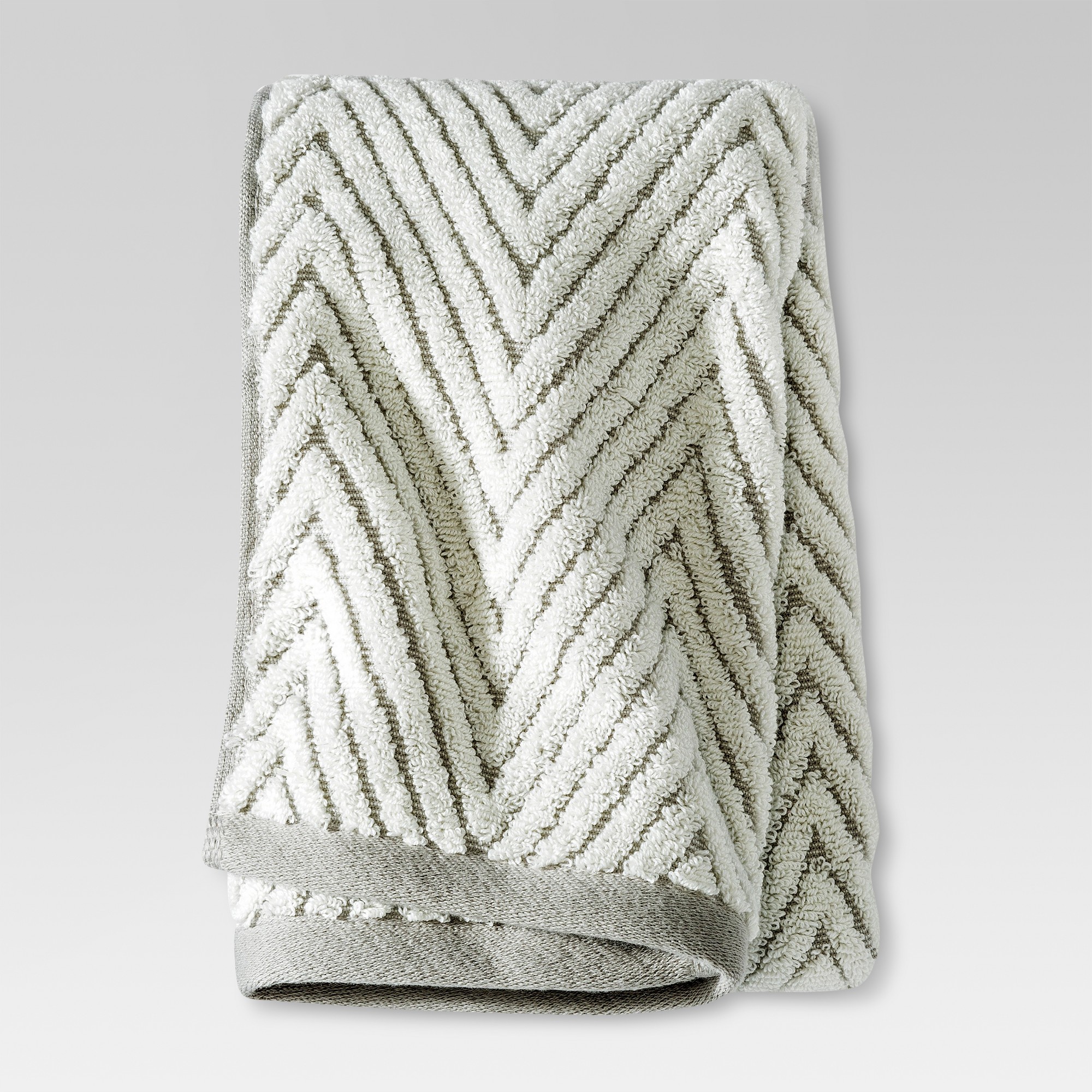 Chevron Textured Hand Towel Cream/Gray - Threshold , White Gray