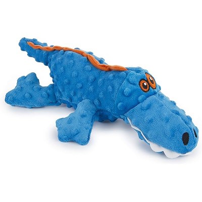goDog Gators Squeaky Plush Dog Toy, Chew Guard Technology - Blue, Large