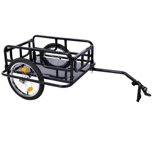 Bike Cargo Trailer, 110lbs Load Capacity Steel Frame Bicycle Trailer With Hitch, Bicycle Wagon Storage Cart With 16-Inch Wheels And Reflectors - 1 of 4