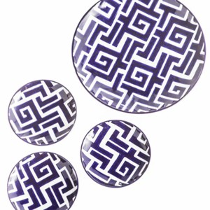 Slickblue Large Ceramic Moroccan Plates, Set of 4, Hand-Painted Blue and White, Dinner or Appetizer, 8" - 1 of 2