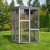 70.5" Tall Wooden Catio Outdoor Cat Enclosure, Large Gray Cat House with 6 Platforms, 2 Napping Houses & Movable Waterproof Tarp Cover - Nertpow - 2 of 4