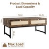 Coffee Table, Boho Coffee Table with 2 Rattan Drawers, Modern Wood Rectangular Coffee Table for Living Room, Office - 2 of 4