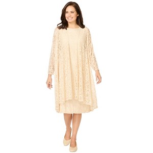 Woman Within 2 Piece Lace Jacket Dress - 1 of 4
