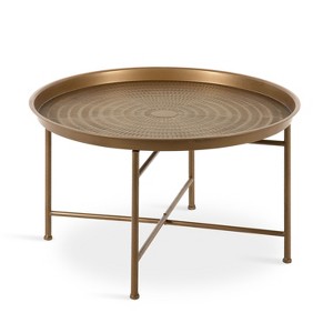 Kate and Laurel Mahdavi Round Metal Coffee Table, 25.5x25.5x15.5, Gold - 1 of 4