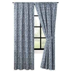 Ellis Curtain Sea Tumble Window Treatment 3" Rod Pocket 100% Cotton Curtain Panels Pairs Navy - 1 of 4