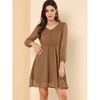 Allegra K Women's Swiss Dots Elastic Waist 3/4 Sleeve A-line Solid Flowy Chiffon Dress - 2 of 4