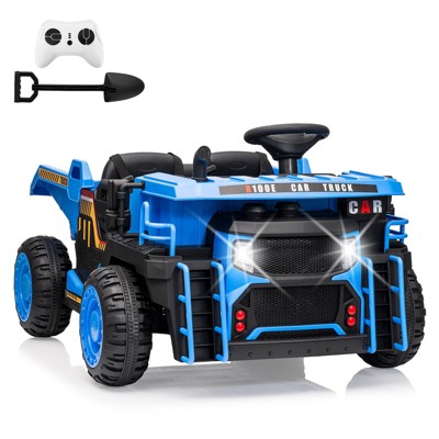 Garvee 24V 2-Seater Ride-On Dump Truck for Kids, Electric Construction Vehicle with Remote Control,Motorized Dump Bed, Shovel, LED Lights, Music