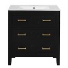 Grungis Bathroom Vanity with Ceramic Sink Combo,Freestanding Single Vanity Set with 3 Drawers,Bathroom Storage Cabinet with Wood Frame - 4 of 4