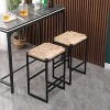 VYNXARIA Set of 2 Water Hyacinth Woven Bar Stools for Kitchen Counter Water Hyacinth Grass Backless Barstools with Footrest (Water Hyacinth Backless) - 2 of 4