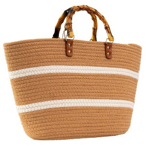 Magid Natural Cotton Woven Bamboo Handle Tote - 1 of 4