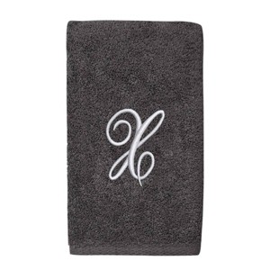Avanti  Granite with Silver Script Monogram Bath Towel Letter   X - 1 of 3