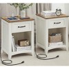 Farmhouse Nightstands with Charging Station, Set of 2, Bedside Tables featuring Drawer, Open Compartment, Side Tables with Storage - 4 of 4