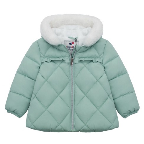 Rokka Rolla Infant Girls Puffer Jacket Baby Fleece Lined Winter Coat Teal Mint size 6 9 Months