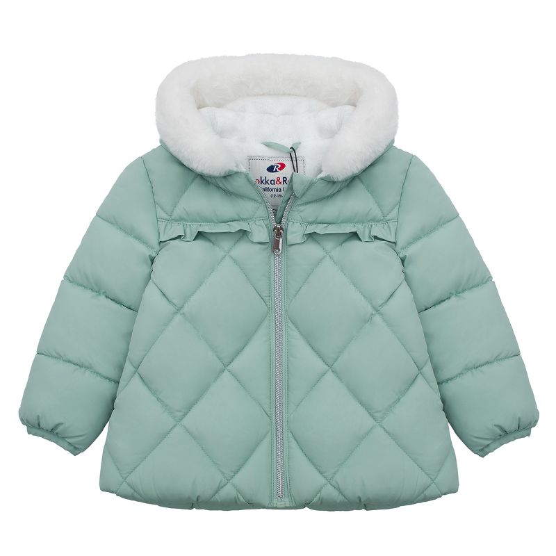 Rokka&Rolla Infant Toddler Girls' Puffer Jacket Baby Fleece Lined Winter Coat, 1 of 10