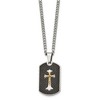 Chisel Stainless Steel with Sterling Silver and Carbon Fiber Inlay Yellow IP-plated Cross on a 24" Curb Chain Necklace - 4 of 4