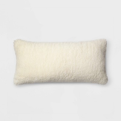 Faux Sheepskin Oversize Lumbar Throw Pillow Cream Threshold