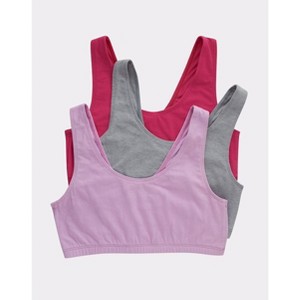 Hanes Women's Cotton Scoopneck Crop Sports Bralette, Low Impact, 3-Pack - 1 of 1