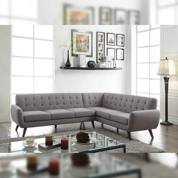 108" Essick Sectional Sofa Light Gray Linen - Acme Furniture