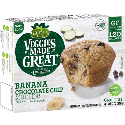 Garden Lites Gluten Free Veggies Made Great Frozen Banana Chocolate Chip Muffins - 12oz/6ct