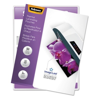 Fellowes ImageLast Laminating Pouches with UV Protection 3mil 11 1/2 x 9 50/Pack 52225